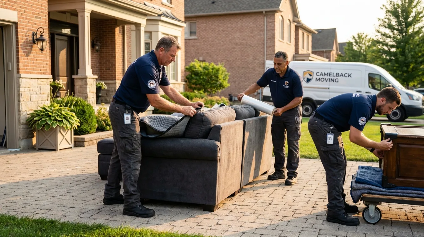 Large estate moving crew wrapping furniture in Susanville, CA